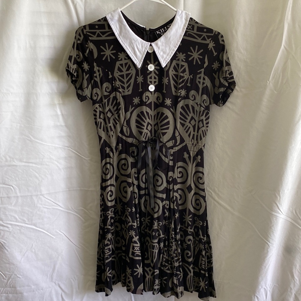 Killstar clothing gothic mini dress. Size small. Black and brown pattern